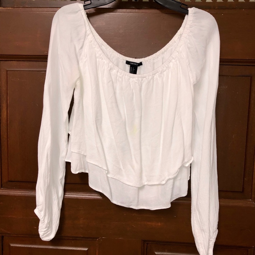 FOREVER 21 white loose crop top